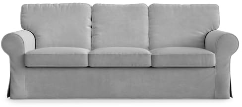 MASTERS OF COVERS Sofabezug kompatibel mit IKEA Ektorp 3-Sitzer Sofa, Ersatzbezug, handgefertigt, 218 x 88 x 88 cm (Cord, Grau)