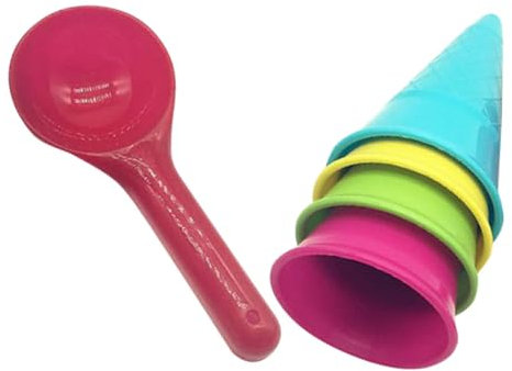 VICASKY Eiswaffeln aus Kunststoff Sandformen für Junge Mädchen Strandspielzeug für Draußen Mitbringsel für Strandparty Sandschaufel und Kinderlöffel