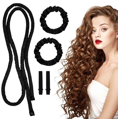 Heatless Curls Band,Overnight Curls,Heatless Lockenstangen Stangen Stirnband,Nacht Locken Ohne Hitze Blowout Hair Lockenwickler Kein Hitzes Dünnes Locken Stirnband für Langes Haar Kurzes Haar Schwarz