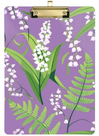 White Campanula Flowers A4 Womens clipboard Folio Clip Board Set Hard Board for Classroom Supplies for Teachers Elementary Size 9 x 12