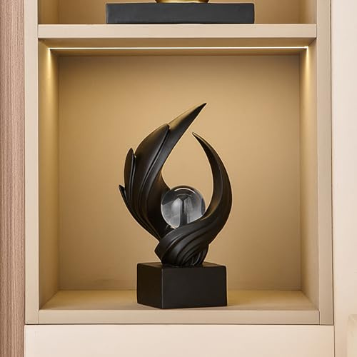 Skulptur Deko Modern Wirbel Statue Dekoration für Wohnzimmer Schlafzimmer, Minimalist Statue Bücherregal Deko, Abstrakte Kunst Skulptur Dekor für Büro Esszimmer Couchtisch Sideboard (Schwarz)