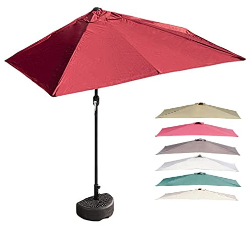 Ombrellone da esterno 2,5 x 1,2 m, impermeabile, 5 stecche robuste, ombrello da pesca con manovella, ideale per giardino, terrazza, cortile, parco giochi, campeggio