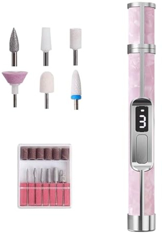 Fingernagel-Polierfeile - 6,3 Zoll Nagelbohrer mit 3 Geschwindigkeitseinstellung für dicke Zehennägel, tragbarer wiederaufladbarer Hornhautentferner für Frauen Männer Mädchen, Salon-Reisen im Freien
