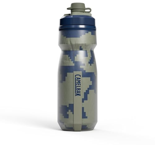 CAMELBAK Podium Dirt Chill Botella de Agua Deep Sea Digi Camo 620 ml | Protección de tapa de barro, aislamiento de doble pared, diseño fácil de apretar, tapa autosellante de alto flujo
