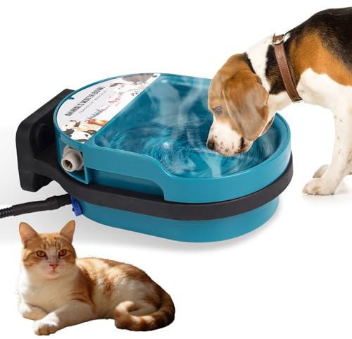 Beheizbarer Wassernapf für Hund und Katze, beheizbare Hühnertränke, beheizbarer Wassernapf für Haustiere im Außenbereich mit Schwimmerventil, beheizbare Vogeltränke für den Winter, bissfestes Kabel