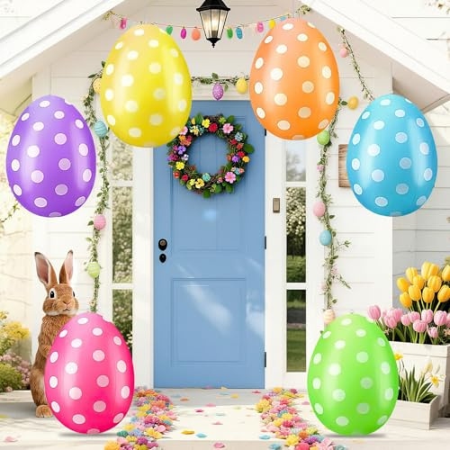 Aufblasbare Ostereier XXL, 40 cm Große Ostereier für Draußen, Ostereier zum Aufhängen Draussen XXL Osterdeko Outdoor, Osterdekorationen für Garten, Rasen, Terrasse