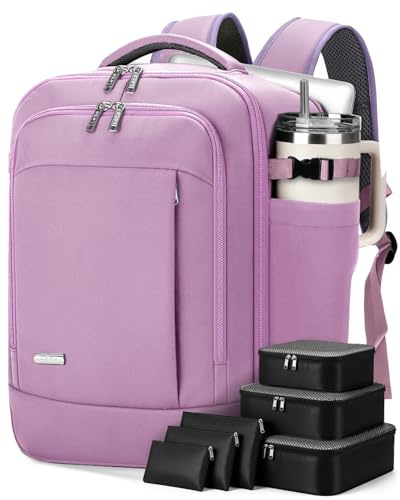Lekespring Mochila 40x30x20 (24L) | con Compartimento Húmedo y 6 Bolsas Organizadoras - Negocios y Escuela - Lila