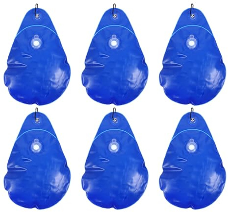 Housoutil 6 Bolsas de Peso para Cubierta de Piscina de PVC Resistente con Ganchos, Anticongelantes para Invierno, Bolsa Colgante Azul Oscuro para Piscinas Desmontables y Cubierta Suelo