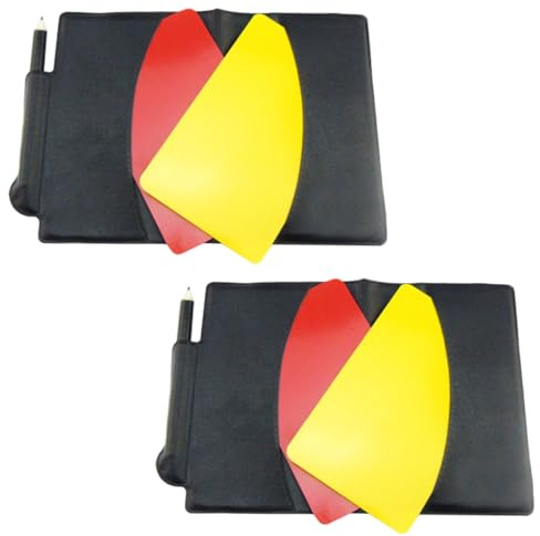 DOITOOL Kit Arbitre Professionnel 2 Sets Cartes Rouge et Jaune en PVC, Carnet de Score et Stylo, Portefeuille Pliable Portable Léger, Accessoires Arbitre Football pour Match Officiel