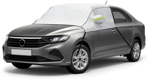 Opaltool Protector para Parabrisas Coche para VW Polo, Cubierta de Aluminio para el Parabrisas Delantero con Orejeras Reflectantes para Bloquear los Rayos UV Nieve Hielo Polvo Sol