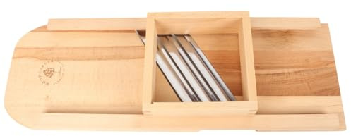 Woodcarver Krauthobel Holz – 3 Klingen aus Edelstahl – Gemüsehobel manuell aus geöltem Buchenholz – Kohlhobel für Sauerkraut & Salate – robuste Holzkonstruktion (L)