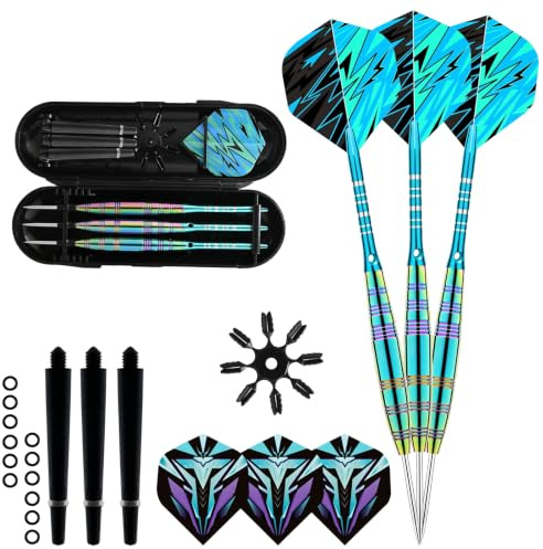 Xgvzs Dartpfeile Set 23g steeldart Pfeile mit Metallspitzen für Anfänger Darts für Indoor und Outdoor Dart Spiel Männer 3 Stück mit Aluminiumschaft und Ersatzzubehör