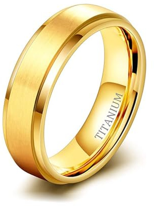 Mesnt Ring Männer Verlobung, Männer 4MM/6MM/8MM/10MM Breiter Herren Gebürsteter Titan Ehering Stufenkanten
