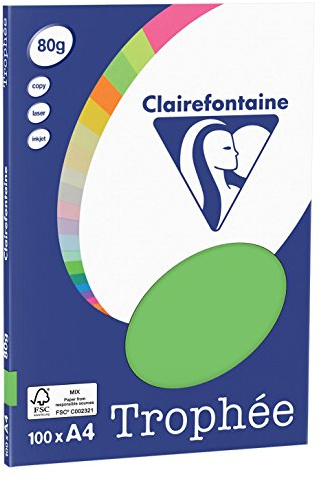 Clairefontaine 4115C – Ries skrivarpapper/kopieringspapper Clairalfa PPP, DIN A4, 80 g, 100 ark, majgrön, 1 Ries