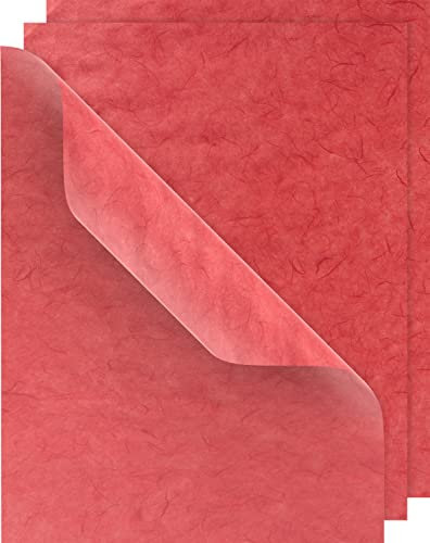 VBS Strohseide 50x70cm 3 Bögen Maulbeerbaumfasern Ganzjährig Bastelpapier Dekopapier 3 Stk. Karminrot