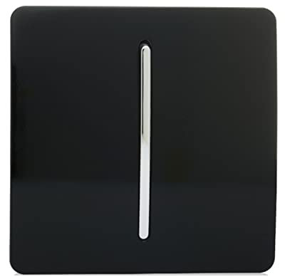 Trendi 1 Gang 1 Way Artistic Modern Glossy 10 Amp Rocker Tactile Light Switch Black ART-SS1BK