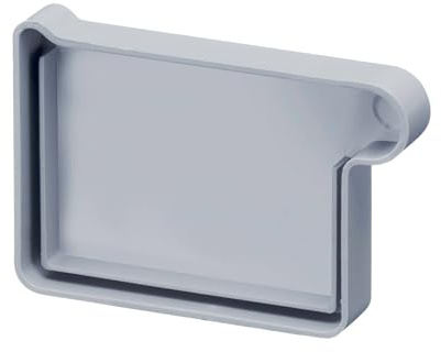 INEFA Terminale grondaia rettangolare, destra 115mm Grigio PVC | Accessorio grondaia in plastica PVC-U per lo smaltimento delle acque piovane, montaggio a incastro facile