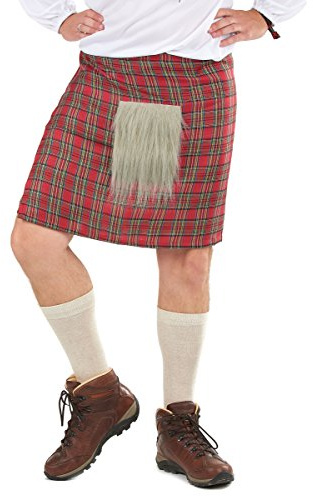 DEGUISE TOI - Kilt écossais avec fourrure adulte - Kilt - Taille Unique - Rouge - Déguisements adultes - 100% Polyester - - Carnaval