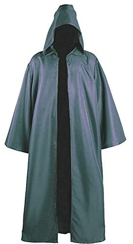 Golden service Cape à Capuchon Robe à Capuche Poncho Gothic Vêtements Médiévale Manteau pour Hommes et Enfants pour Cosplay Halloween Masquerade Soirées Vénitienne,Gris,S