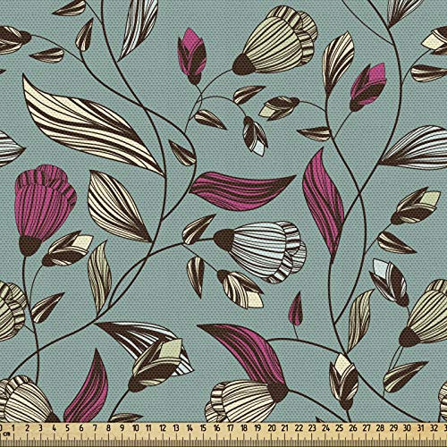 ABAKUHAUS Jahrgang Gewebe als Meterware, Antiker verzierter Frühling, Schön Gewebten Stoff für Polster und Wohnaccessoires, 1M (148x100cm),Blasser Schieferblau