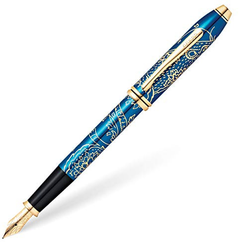 Cross Townsend Special Edition Year of the Rat 2020 Fountain Pen (Medium Nib Size) - Blue/Gold with Gift Box