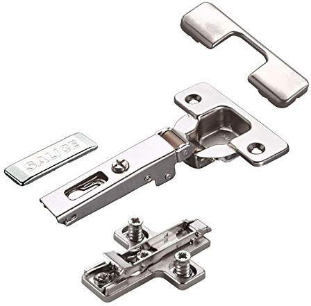 2 x Salice Topfband 110° Serie 200 Bohrbild T52 Eckanschlag | inkl. Kreuz-Montageplatte Höhe 6 mm mit vormontierten Euroschrauben, Exzenterverstellung und Abdeckkappenset von SOTECH