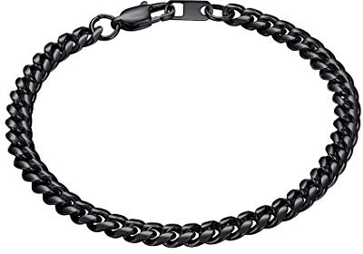 Richsteel schwarz Armband 6mm breit 19cm lang Herren Armband Edelstahl panzerarmband Herren armschmuck als Valentinstag