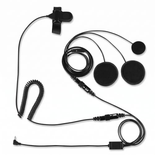 Motorcycle Helmet Headset, 2.5mm Motorbike Intercom PTT Headphone Interphone Earphone with Microphone for Two Way Radio Walkie Talkie T5428 T6200C T5720