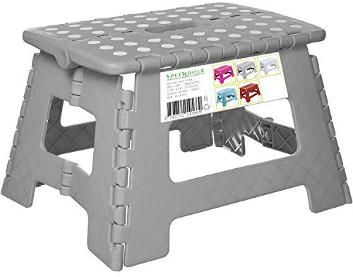 Splendole Tritthocker Klapphocker Faltbar Kinderfußbank Klapptritt Bad-Hocker Klappbar Kindertritt Klein Aufstiegshilfe Küchenhocker Für Kinder Erwachsene (Grau)