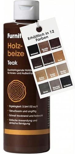 Teinte à Bois Furniture Clinic (Teck) – Séchage Rapide, Haute Concentration, Application Facile pour les Bois Intérieurs & Extérieurs – Base d’Eau - 500ml