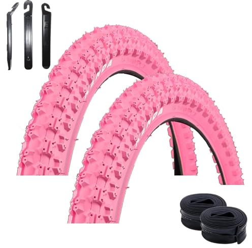 2 x Kenda 20 BMX K-50 Fahrradreifen in Pink 57-406 (20 x 2,125) + 2 passende AV Schläuche inkl. maxxi4you Reifenheber