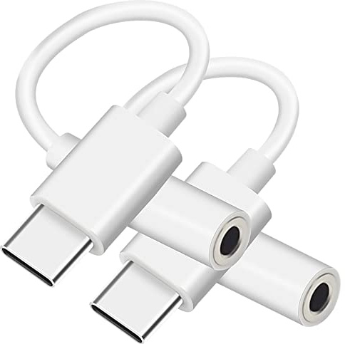 BORLTER CLAMP USB C hörlursadapter, USB C aux hörlursadapter 3,5 mm kompatibel med Samsung Note 20/10+ A73 A53, Pixel 6 5 4, Xiaomi 9/8 och iPad Pro och mer, vit