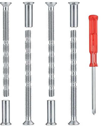 M4 Door Handle Bolt Through Fixings, 4pcs，Nickel Plated Adjustable Length Fixing Male to Female Sleeves Screws Bolts Nuts for Door Handle Cabinet Drawers
