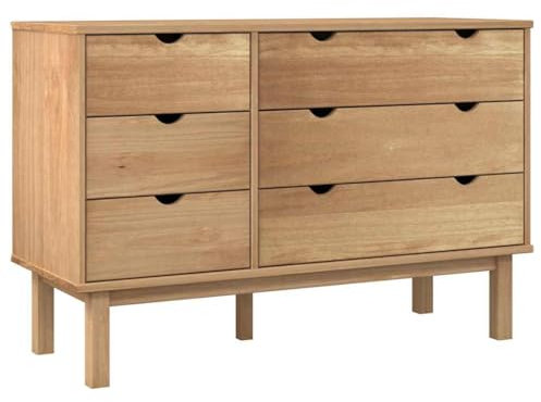 vidaXL Massivholz Schubladenschrank Kommode Schrank Wohnzimmer Schubladenkommode Aufbewahrungsmöbel Anrichte Sideboard OTTA 111x43x73,5cm