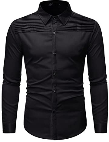 Hdhdeueh Chemise de smoking blanche pour homme - Pour mariage et marié, Noir , XL