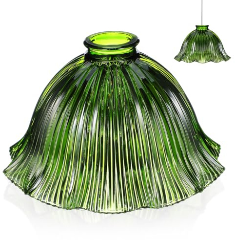 DOITOOL Emerald Green Glass Lamp Shade Vintage Light Fixture Cover for Pendant Light Ceiling Lamp Shade and Wall Sconce Decorative Replacement for Indoor Lighting