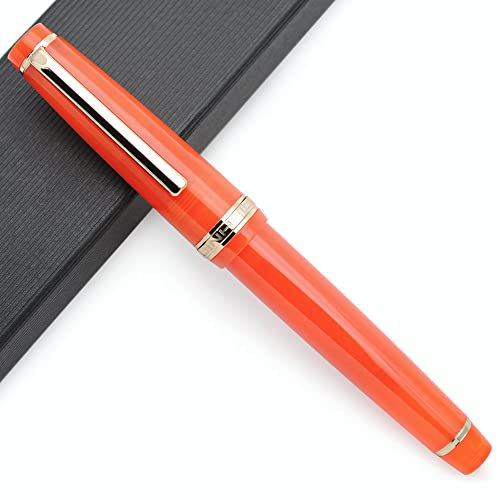 JINHAO 82 Acryl Füllfederhalter mit Iridium Feder (Feine Feder, Transparent Orange mit Gold Clip)