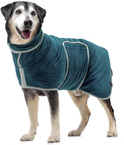 Lucky Pooch® Dog Robe - Luxurious Dog Bathrobe - Ultra Absorbent Dries Your Dogs in Minutes! Double-Layer, Super Soft Towel and Bath Robe All in One (M, Teal)