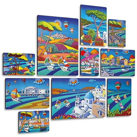 Giallobus - Set 10 Quadri Multi Pannello - Stefano Calisti - Raccolta Mare - Legno MDF - | 2 x 42x29,7cm | 4 x 29,7x21cm | 4 x 21x14,85cm | - Pronti da Appendere - Quadri Moderni per la casa