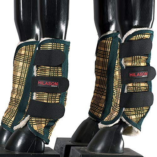 HILASON Large Horse Fly Boots Uv Protection Fleece Lined 4 Pack Plaid | Leg Boot Shoofly Leggings for Horses Hoof Boot Splint