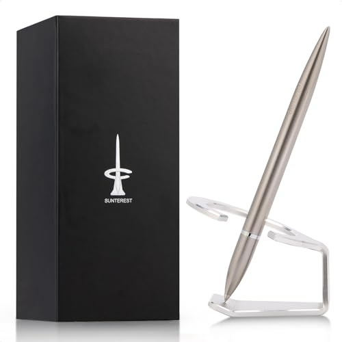 SUNTEREST Magnetic Levitating Rollerball Gel Pen with Metal Base, Luxury Floating Cool Space Fidget Pen, Office Desk Toy Gadgets Decor Accessories, Birthday Leaving Unique Gift for Men Adult (Silver)