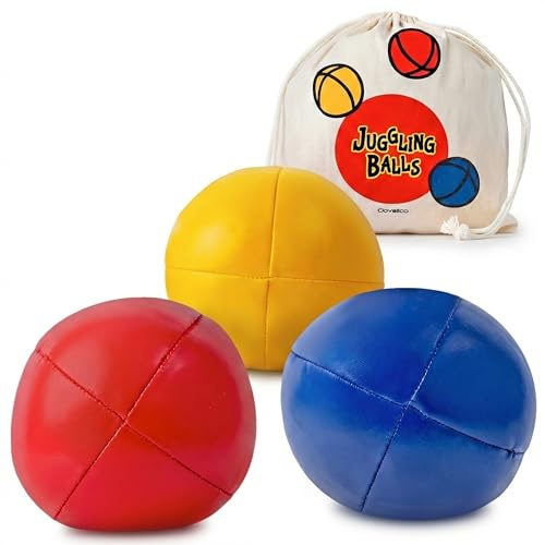Covelico Juggling Balls, Set of 3 Vibrant Juggling Balls for Beginners - Learn to Juggle with Juggle Balls Suitable for Kids, Teens, & Adults. Beginner & Professional Kit - Stylish Bag & Instructions