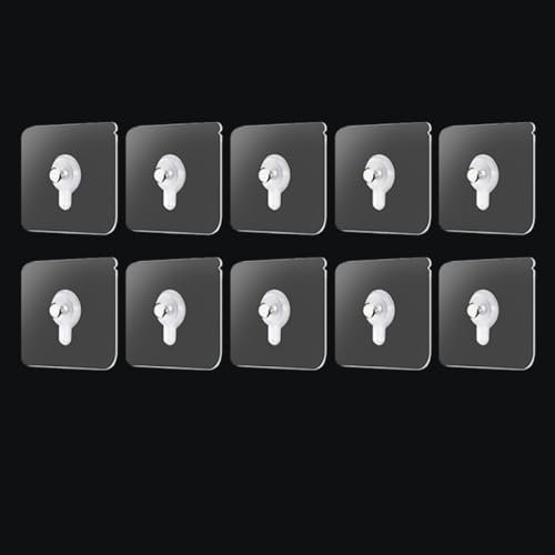 NevStp 20/10 Stück stark klebende Nägel Wandhaken transparent nahtlos wasserdicht Küche Badezimmer Schraubhaken Aufkleber Nagelhalter Aufhänger, 10 Stück