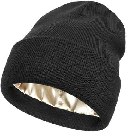 CHENRI Antistatische kräuselfreie verwirrungsfreie Mütze, Satin gefütterte Wintermützen, Ohrenschützende Strickmütze, Beanie Mütze für Damen Herren