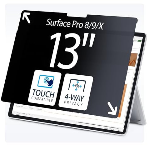 StarTech.com Filtro de Privacidad Táctil 4 Vías Horizontal/Vertical +/-30° Anti Luz Azul Mate para Surface Pro 8/9/X de 13