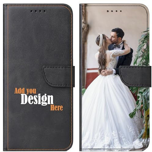 CoverHeld Handyhülle kompatibel mit iPhone 15 - Handyhülle aus hochwertigem Kunstleder mit Lasche in schwarz selbst gestalten - Deine Hülle und Dein Design - personalisiert auf der Vorderseite