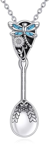POPLYKE Collier cuillère en argent sterling mini cuillère à café pendentif collier pour femmes hommes bijoux cadeaux, Argent sterling
