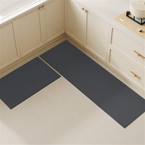 Hixingo Küche Teppich rutschfest Kieselgur Küchenläufer Schnelltrocknend Küchenteppich Einfarbig Absorbierend Läufer Teppich Modern Küchenmatte Schmutzfangmatte (Anthrazit,40x120cm)