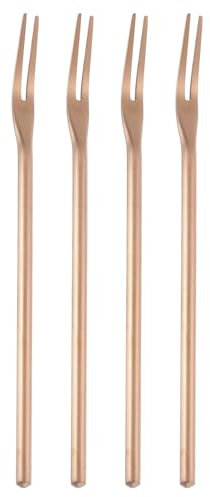 Sourcing Map 4-Piece Olive Fork Set, 6.3 Inch Long Handle, Stainless Steel & Rose Gold Finish, Ideal for Dessert, Fruit & Vegetables
