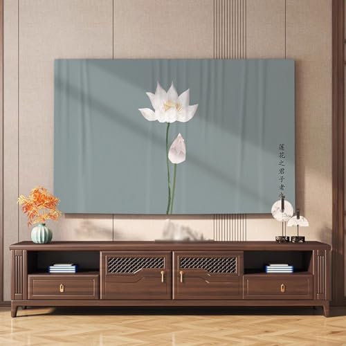 Indoor TV Cover 30-80 Inches Television Cover Cloth Modern Art Wall-Mounted Curved Screen Dustproof TV Screen Protector Cover Living Room Decoration(Size:80IN(W190xH110CM),Color:C)